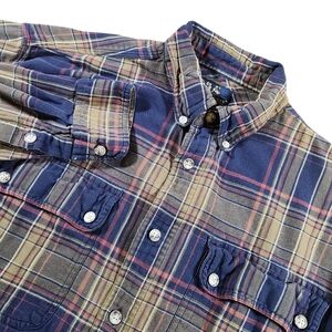 Vintage Willis & Geiger Flannel Elbow Patch Shirt Men's M Plaid Ranch Work Field